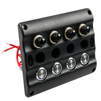 Panneau de commande à boutons en acier inoxydable 4/6 voies DC12V, bouton poussoir rond LED bleu 16mm, 2404S avec prise d'alimentation et USB pour marine et camping-car