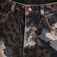 Pantalon long en jean personnalisé en coton épais style hip-hop, coupe large, motif camouflage marine, avec braguette à boutons métalliques et taille ajustable
