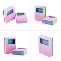 Boîte cosmétique magnétique à fenêtre holographique avec plateau en plastique, logo personnalisé, emballage rigide en carton pliable de luxe pour le maquillage