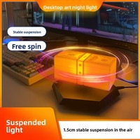 Lampe LED 3D à lévitation magnétique en forme de lune, design moderne, avec base rotative, motif billet de banque, pour chambre et bureau