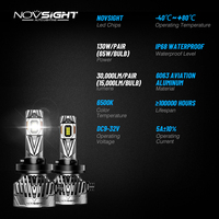 Ampoule de phare LED haute puissance Novsight N95 H7 H4/H11/H13/9005/9006/90012 30000LM IP68 étanche pour X5/A8, compatible universel