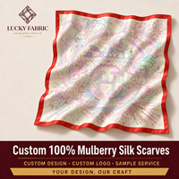 OEM / ODM Bandana carré 100% soie 65x65cm, tissé jacquard, imprimé numérique, motif tropical à lettres, pour femme, style décontracté, mariage, usage quotidien