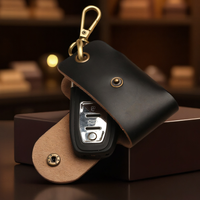 Porte-clés vintage en cuir PU avec bouton-pression, mini pochette à clés, étui simple pour clés, cadeau idéal
