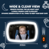 Miroir de siège auto pour bébé avec éclairage LED réglable et télécommande, miroir de voiture pour bébé avec lumières