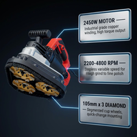 Ponceuse-polisseuse à béton 3 têtes 2450W, vitesse variable 2200-4800 tr/min, meule diamantée, sans poussière 110V/220V OEM