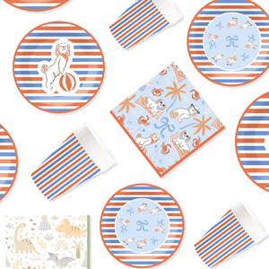DAMAI New Customized Cute Animal Theme Party Decoration <b>Disposable</b> Party Paper Plate Cup Napkin Tableware Set with Dog Pattern - Product Image 4
