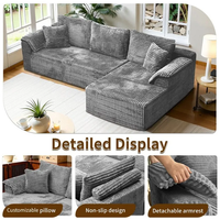 Canapé d'angle en L compressible en boîte, ensemble de canapés doubles avec chaise longue, sectionnel moderne pour salon et appartement