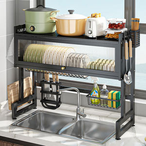Giá rẻ, giá sỉ, giá nhà máy: Giá để bát đĩa nhà bếp hiện đại bằng kim loại 85cm, có giá đỡ thoát nước, tủ đựng đồ, dùng cho gia đình - Product Image 3