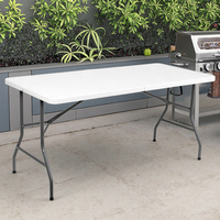 Table pliante en plastique de 6 pieds, table de salle à manger et de pique-nique en acrylique de 6 pieds, surface solide, longue et carrée, pliable