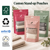 Sachet Doypack personnalisé avec logo imprimé, fermeture éclair et fenêtre transparente pour l'emballage de vêtements et de textiles, marque privée