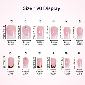 Nouveau style – Autocollants imprimés français portables, diamants pré-dessinés, French manucure simple, <span class=keywords><strong>faux</strong></span> ongles courts, 24 pièces - Product Image 4