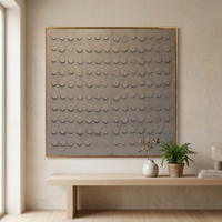 Pintura al Óleo Abstracta Moderna Industrial de Textura 3D Pintada a Mano, Gris Cemento, con Marco de Lona, Arte de Pared con Relieve de Puntos en Braille