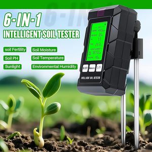 Testeur de sol intelligent 6 en 1, fertilité/pH/humidité/température/lumière du soleil/humidité, pour l'agriculture, le jardinage, les agriculteurs - Product Image 2