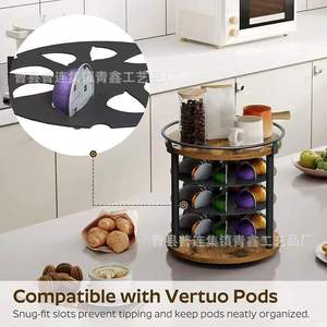 Organizador Giratorio para Cápsulas de Café, 4 Niveles, Base de Madera y Hierro, Rotación de 360 Grados, Organizador de Escritorio - Product Image 2