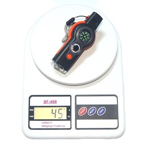 Équipement de survie multifonctionnel 7 en 1 pour l'extérieur : boussole, miroir de navigation, sifflet électronique, lampe torche LED en plastique - Product Image 2