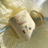 Tasse en céramique crème de dessin animé classique avec illustration de Noël 3D tasse de chiot thermique avec couvercle pour café thé bière eau voyage
