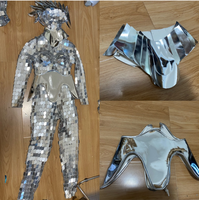 Costume de miroir de costume scintillant de verre de danse laser flash de fête body de serpent doré argenté costume de miroir réfléchissant pour les femmes