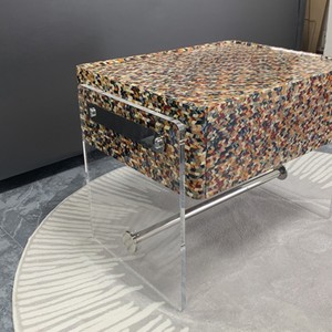 Luxury Modern Minimalism Acrylic Bedside Storage Cabinet with Nightstand Wireless Charging <strong>Panel</strong> &amp; Multi-functional Design - Product Image 4