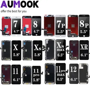 AUMOOK工厂批发显示触摸屏手机LCDs适用于IPhone X XR 5 6 7 8 11 12 pro max OLED屏幕更换