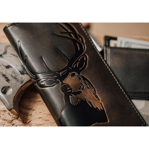Portefeuille long en cuir pleine fleur de haute qualité pour chasseurs de cerfs, grande capacité, vintage, antivol, pour hommes - Product Image 3