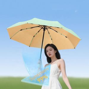 Parapluie pliant coloré anti-UV compact et télescopique pour la pluie et le soleil, idéal pour les voyages quotidiens et l'utilisation en extérieur - Product Image 3
