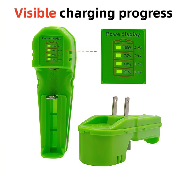 HWD Universal Li-ion Battery Charger 3.7V 4.2V Wall Mount Smart Auto Dual Slot Plug 18650 21700 Flat Button Top Camera Use