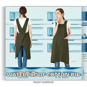 Delantal de Estilista Personalizable con Logotipo, Estilo H, Negro, Uniforme para Salón de Belleza, Mezcla de Algodón y Lino para Cocina y Peluquería - Product Image 4