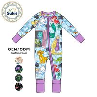Combinaison en bambou de haute qualité pour bébés et tout-petits, personnalisable en impression/taille/style, nouveau design, fermeture éclair bidirectionnelle, manches longues, écologique