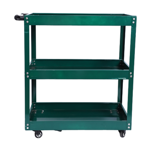 Chariot à outils industriel à 3 niveaux à quatre roues, étagère renforcée en acier de 0,9 mm, roulettes noires, chariot d'atelier à haute capacité de charge OEM - Product Image 2