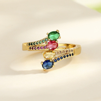 Enchanteur arc-en-ciel en gros coloré Zircon 18K plaqué or bagues de bijoux de mode pour les femmes