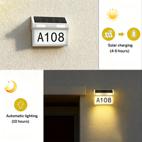 Lampe murale solaire LED étanche IP65 en ABS+PC avec détecteur de mouvement, éclairage de numéro d'adresse de maison, lumière de portail 6000K lumière du jour pour maison, jardin, bureau, porte