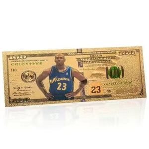 Tarjeta <span class=keywords><strong>de</strong></span> Nota con Lámina Dorada Personalizada <span class=keywords><strong>de</strong></span> Fábrica, Billete <span class=keywords><strong>de</strong></span> 100 Dólares con Lámina Dorada <span class=keywords><strong>de</strong></span> <span class=keywords><strong>Michael</strong></span> <span class=keywords><strong>Jordan</strong></span>, Icono del Chicago <span class=keywords><strong>Bulls</strong></span> - Product Image 4