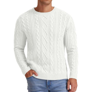 Suéter <span class=keywords><strong>de</strong></span> <span class=keywords><strong>punto</strong></span> personalizado para hombre, <span class=keywords><strong>de</strong></span> piel <span class=keywords><strong>de</strong></span> conejo, estilo pescador, con tejido trenzado, antipilling, cálido, ODM, venta al por mayor - Product Image 2