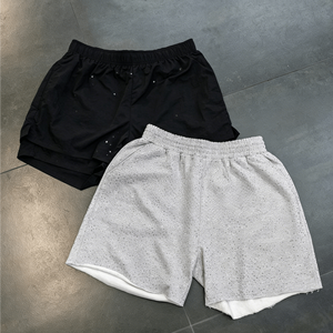 Shorts Oversize de Algodón Pesado con Gráficos de Cristales y Pedrería, Estilo Urbano para Hombre, Verano, Vintage, Envío Rápido en 5 Días - Product Image 1
