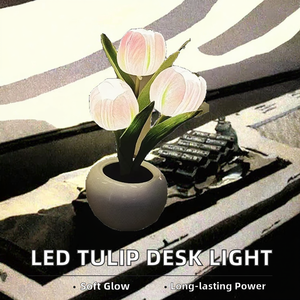 Lámpara de Escritorio LED Tulipán 2025, Moderna, de ABS, Enchufable, DC 6V, Regulable, Decoración Romántica para el Hogar, Dormitorio, Mesita de Noche - Product Image 2
