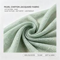 Tissu tissé en polyester brodé écologique, jacquard texturé à pois floraux vert perle, largeur 140 cm, pour robe et chemisier femme