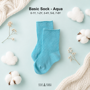 Boho Panna Basic <b>Aqua</b> <b>Socks</b> For Toddlers 0-1Y 1-2Y 3-4Y 5-6Y 7-8Y Breathable Knitted Cotton Ankle <b>Socks</b> Spring Casual Style - Product Image 3