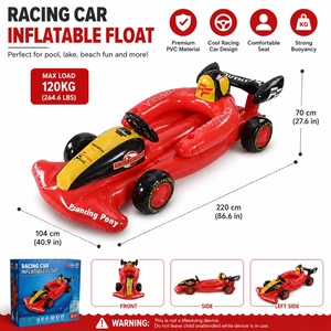 Gommone Gonfiabile per Piscina a Forma di Auto da Corsa in PVC Resistente con Volante <span class=keywords><strong>e</strong></span> Portabicchieri, 1 Posto, per Estate, Acqua <span class=keywords><strong>e</strong></span> Spiaggia - Product Image 2