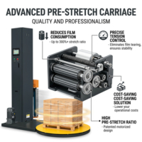 Machine d'emballage de cartons automatique électrique de haute qualité avec plateau tournant pré-étiré et certification CE