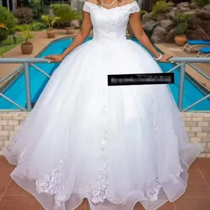 2023 personalizar hasta el suelo vestido de baile vestidos de novia fuera del hombro blanco con cuentas de encaje de talla grande vestido de fiesta de princesa vestidos de graduación