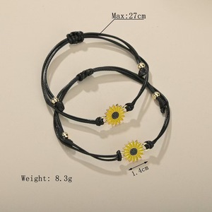 Braccialetti di girasole fatti a mano con cordino di cotone <span class=keywords><strong>e</strong></span> corda nera con stile religioso braccialetti avvolgenti con nappe per regali di auguri di <span class=keywords><strong>amicizia</strong></span> - Product Image 4