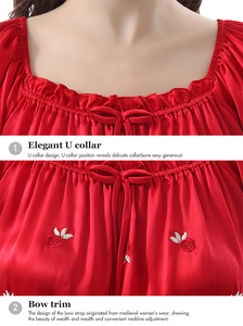 Calidad fabulosa encaje borde arrugado manga corta seda mujeres dormir vestido princesa elegante 6A grado Mulberry seda pijama vestido - Product Image 4