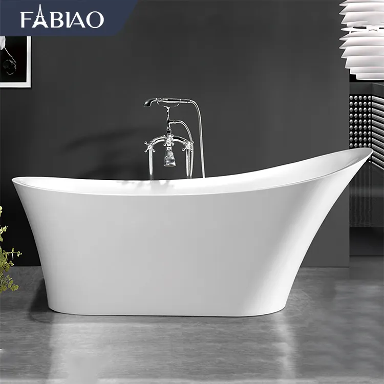 FABIAO حجر حوض الاستحمام حوض استحمام ذو سطح صلب ، حجر الراتنج حوض استحمام قائما بذاته تينا دي بانو