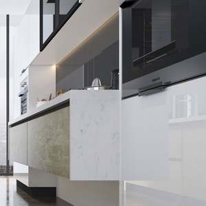 Ensemble complet d'armoires de cuisine minimalistes modernes avec conception de meubles personnalisés gratuits - Product Image 6