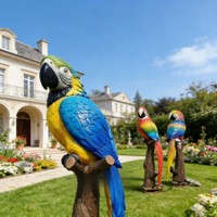 Nouvelle conception, statue de perroquet en résine de grande taille personnalisée pour l'extérieur, sculpture de perroquet en fibre de verre, animal en gros