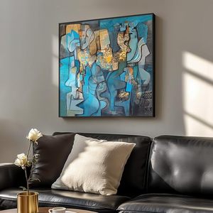 Blue Modern Abstract, <b>Large</b> Canvas Paintings Artwork for Walls, Minimalist for Living Room, Hallway, Bedroom, Office, Bathroom - Product Image 4