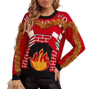<span class=keywords><strong>Pull</strong></span> de Noël décontracté pour <span class=keywords><strong>femme</strong></span>, <span class=keywords><strong>pull</strong></span> en tricot de Noël avec broderie de lettres pour <span class=keywords><strong>femme</strong></span> - Product Image 4