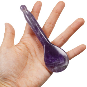 Rodocrosita Gua Sha Pluma de acupuntura facial Herramienta de piedra de jade curativa natural para relajación profunda y tratamiento de tejidos blandos en la cara - Product Image 5