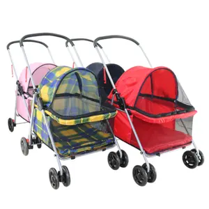 Wholesale Low Price Folding Dog Pet Stroller Cat Rabbit With 4 Wheels Pet Trolley Outdoor Travel