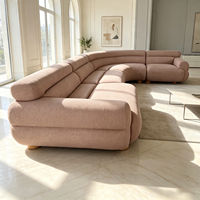 Canapé modulaire incurvé moderne avec structure en bois massif, tissu personnalisé, mobilier de luxe pour salon, ensemble de canapés d'angle en tissu incurvé